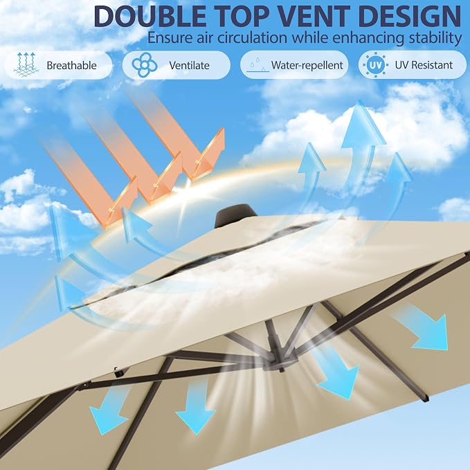 9' X 12' Cantilever Patio Umbrella Rectangle Outdoor Umbrella - Image 5