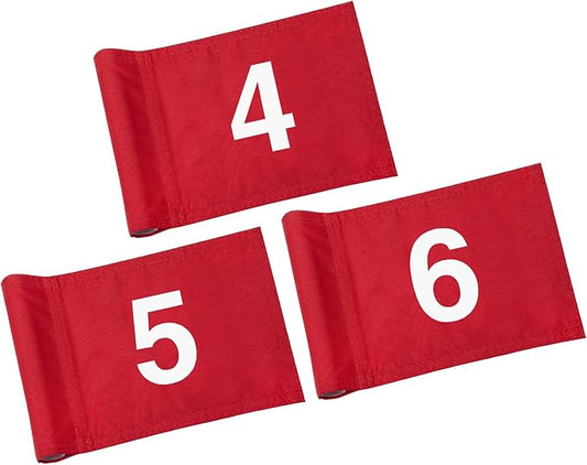 KINGTOP Numbered Golf Flag All 8x6 Inch – Upgraded Dual-Layer 420D Nylon, Double Sided Printing, Tube Inserted – Mini Practice Putting Green Flags for Yard