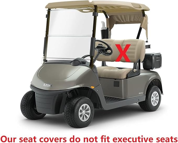 Huskey 2PCS Golf Cart Front Seat Covers for EZGO Medalist/TXT 94-13 Custom Two-Tone Black/Red Diamond Stitching with Red Piping, Marine Grade Vinyl Material, Staple on Design