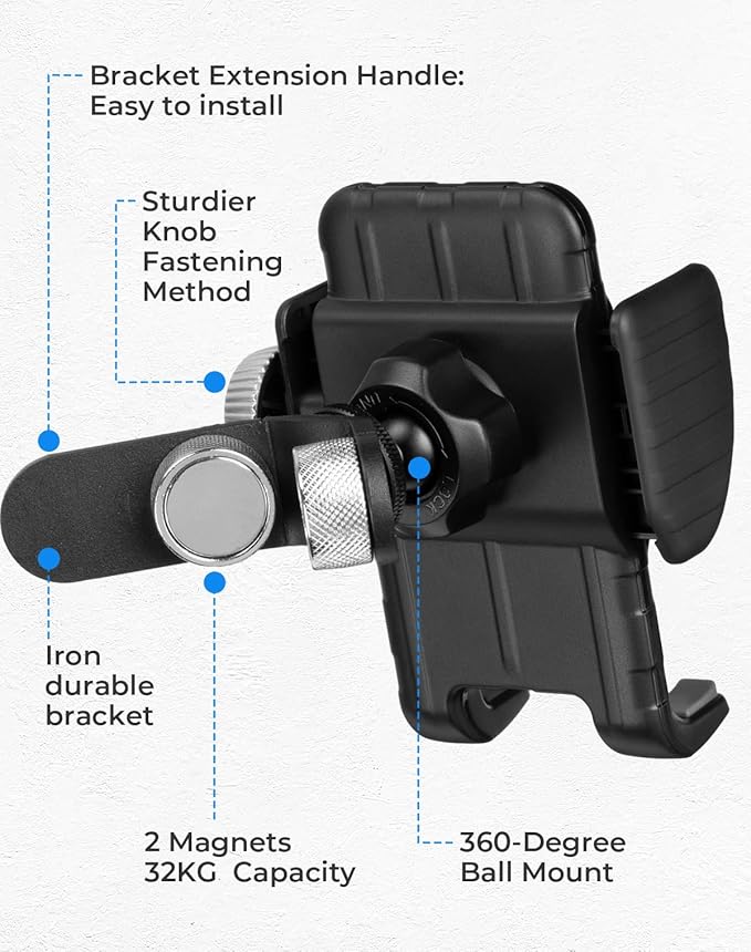 KEMIMOTO Magnetic Golf Cart Phone Holder Compatible with EZGO, Club Car, 360-Degree Rotatable Universal Phone Mount Bracket Suitable for iPhone, Pixel, Galaxy