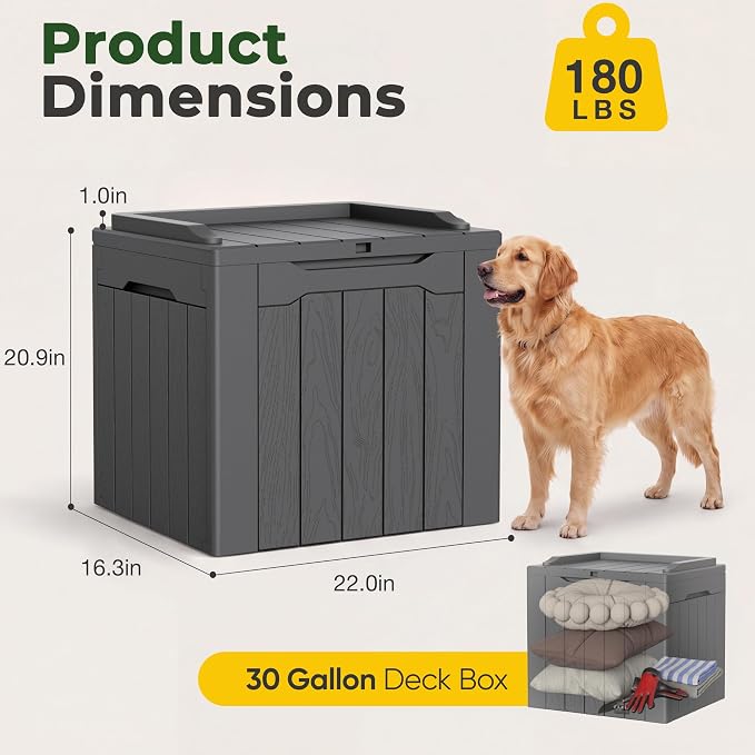 Flamaker Deck Box 31 Gallon Waterproof Resin Small Storage Box - Image 5