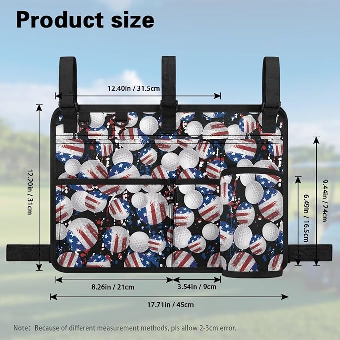 Fashion Golf Cart Rear Seat Organizer Lightweight Storage Bag Accessories for Club Car, Wheelchair and Walker