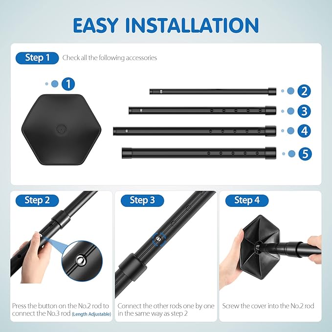 Rhino Valley Golf Travel Bag Support Rod, Aluminum Alloy Rod and Anti-Impact Support Cover, Golf Support Protector Bag Accessory, Golf Support Stick Adjustable Clubs Protection System Pole