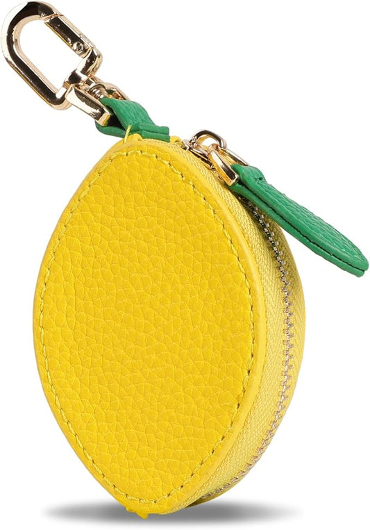 XSUIOY Orange Fruit Coin Purse Keychain Bag Charm, Mini Leather Coin Purse & Pouch Airtag Holder Keychain, Kawaii Bag Charms for Handbag, Tote, Keys, Airtag, Gifts for Girls & Women