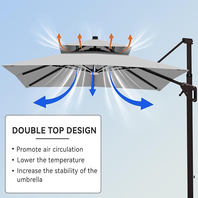 9' X 12' Cantilever Patio Outdoor Umbrella - Image 6