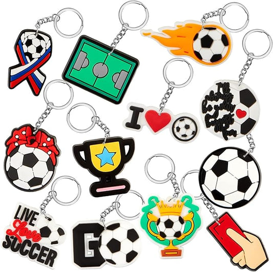 Batiyeer 36 Pack Soccer Keychains Bulk Party Favors Sports Ball Key Chains Funny Keyring Gifts for Women Men Birthday Supplies