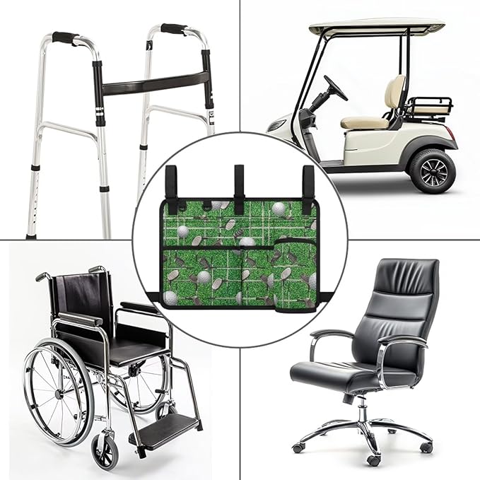 Golf Ball Golf Cart Rear Seat Organizer Universal No Drilling Storage Bag Lightweight Accessories