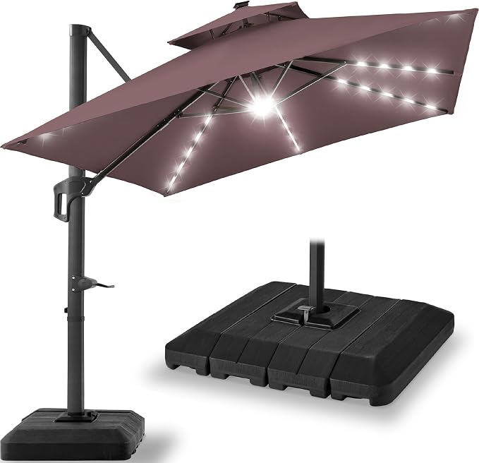 Best Choice Products 12x12ft LED Cantilever Patio Umbrella w/Base Included & by Unknown