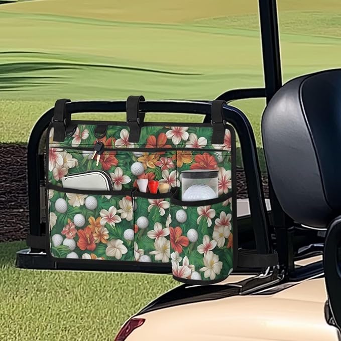 Golf Ball Golf Cart Rear Seat Organizer Universal No Drilling Storage Bag Lightweight Accessories