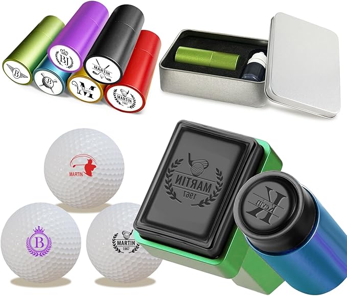 Personalized Golf Ball Stamp Golf Marker Custom Name Golf Ball Stamper with Monogram Waterproof Ink Golf Accessories Gifts for Golfer Men Women Dad Husband Boyfriend