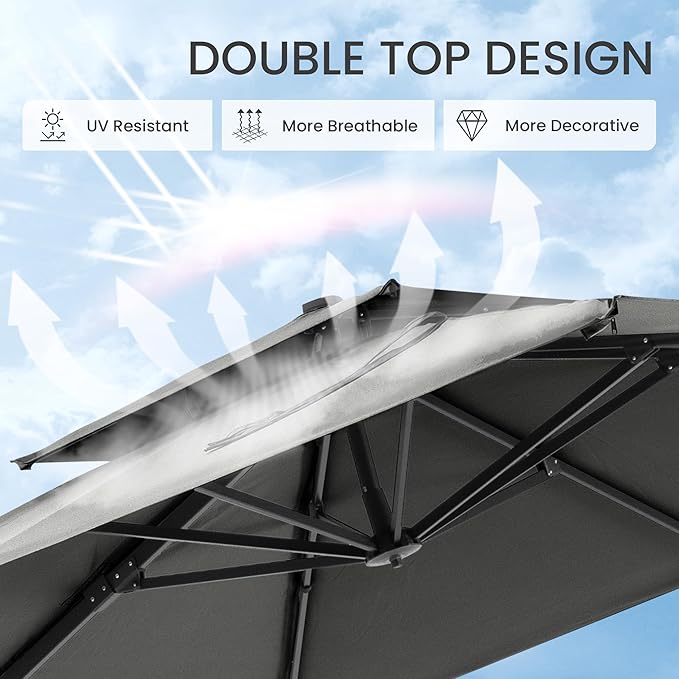 10x10 FT Outdoor Cantilever Patio Umbrella - Image 4