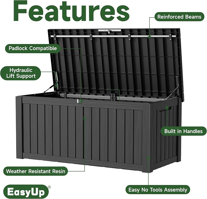 150 Gallon Outdoor Storage Box Waterproof UV-Resistant Deck Box | Resin storage - Image 3