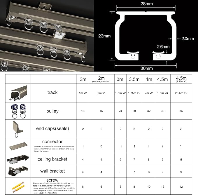 Aluminum Alloy Silent Curtain Tracks Ceiling Or Wall Mounted Curtain Rail Drapes Rail Room Dividers Sliding Curtain Rail (champagne, 4m)