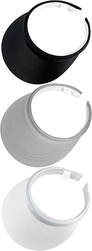 3 Pack Sports Sun Visor Hat Women Men Adjustable Clip On Visors Outdoor Golf Beach Cap