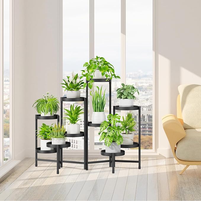 iDavosic.ly Plant Stand Indoor Outdoor, 10 Tier Metal Corner Shelf, Folding - Image 7
