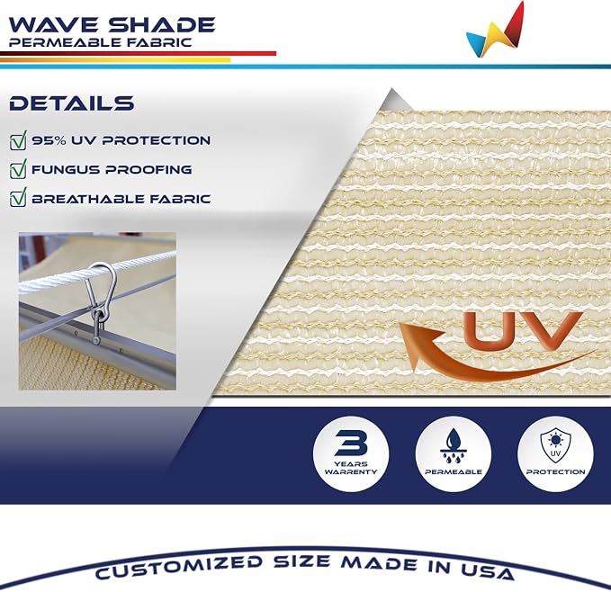 Windscreen4less 3' x 26' Retractable Sun Shade Canopy Cover Sliding Wave Shade - Image 3