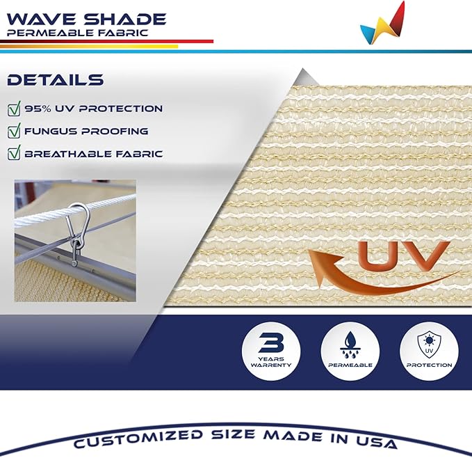 Windscreen4less 4' x 10' Retractable Sun Shade Canopy Cover Sliding Wave Shade - Image 3