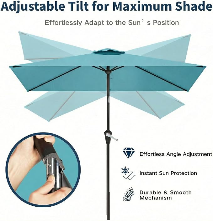 6.5' x 10' Rectangular Patio Umbrella Large Outdoor Market Umbrella w/UV - Image 3