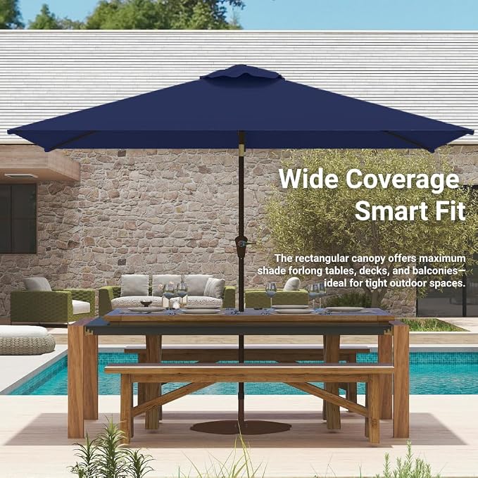 6.5' x 10' Rectangular Patio Umbrella Large Outdoor Market Umbrella w/UV - Image 8