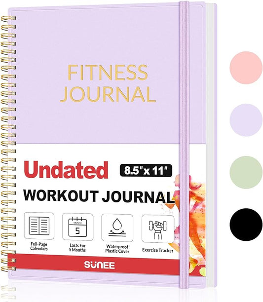 Fitness Journal Workout Planner for Women & Men, A4 (8.5" x 11") Workout Journal Log Book Planner Gift for Track Gym Essentials, Home Workouts, Track Progress, Achieve Wellness Goals, Purple
