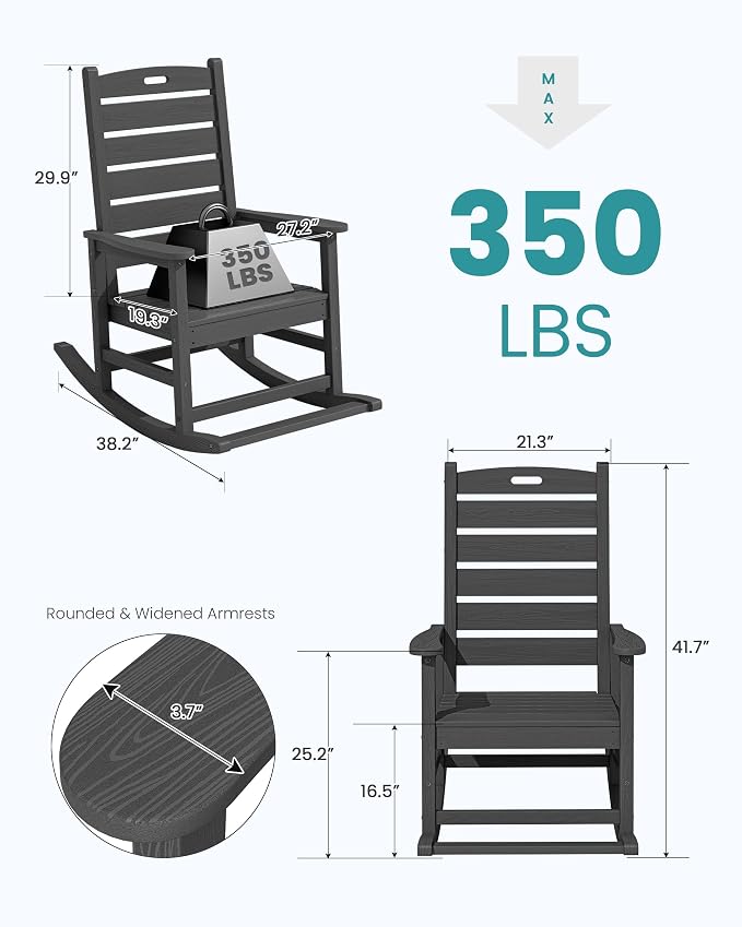 SERWALL HDPE Outdoor Rocking Chair - Image 3