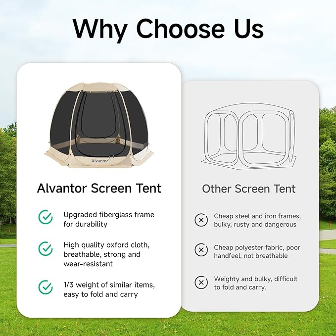 Alvantor Pop Up Screen House Tent, Instant Outdoor Gazebo - Image 2
