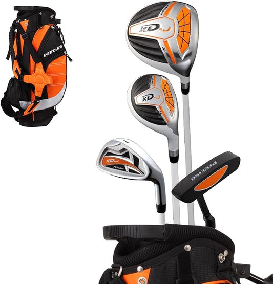 Precise XD-J Kids Golf Clubs Set – Boys’ & Girls’ Junior Golf Set with Lightweight Graphite Shafts, Hybrid, Putter & Stand Bag