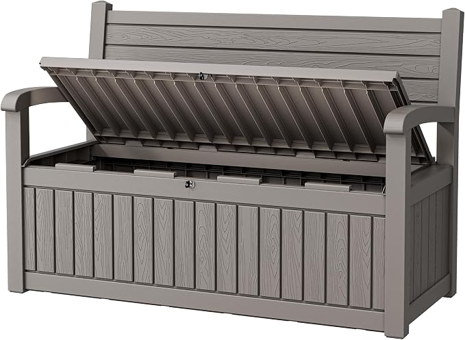 80 Gallon Outdoor Storage Bench Waterproof, Storage Outdoor Porch Bench Doubles by Unknown