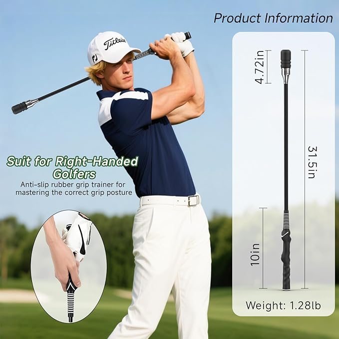 Golf Swing Training Bundle – Pressure Plate Balance Board & Click Stick Swing Trainer Golf Training Aid Set for Indoor/Outdoor Practice, Improve Tempo, Flexibility, Strength & Swing Accuracy