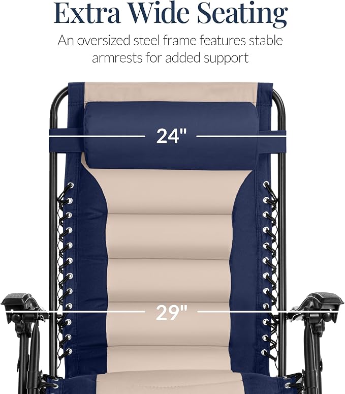 Best Choice Products Oversized Padded Zero Gravity Chair, Folding Outdoor Patio - Image 4