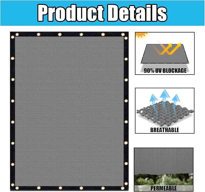 Amagenix 90% Shade Fabric 11'X 14' Gray Sun Shade Cloth - Image 3