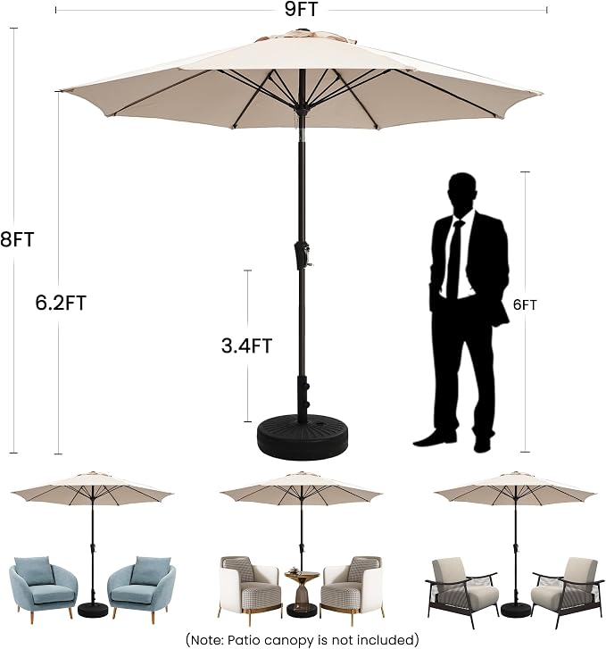 Ayge 9FT Patio Umbrella Outdoor Garden Umbrella - Image 8