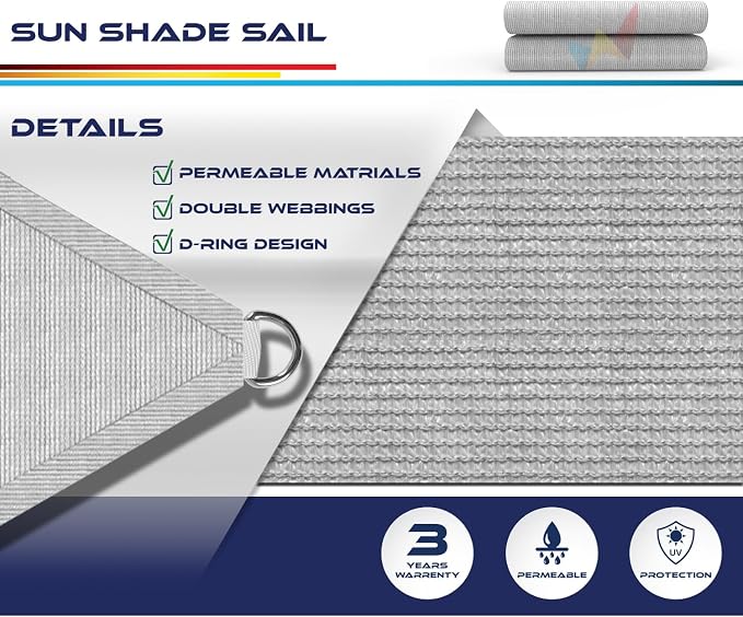 Windscreen4less 28' x 28' x 28' Sun Shade Sail Triangle Outdoor Canopy Cover UV - Image 3