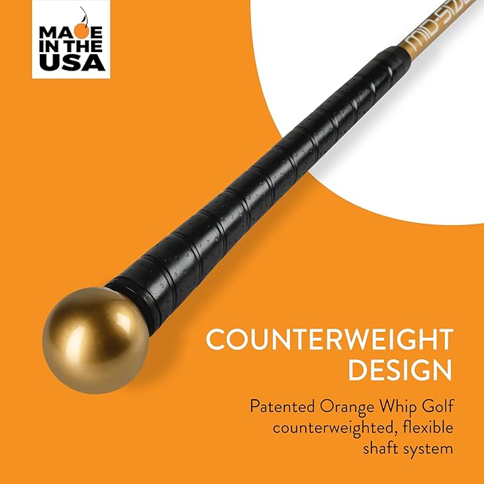 Orange Whip Golf Swing Trainer Aid Patented & Made in USA for Improved Rhythm, Flexibility, Balance, Tempo, and Strength *American Made*