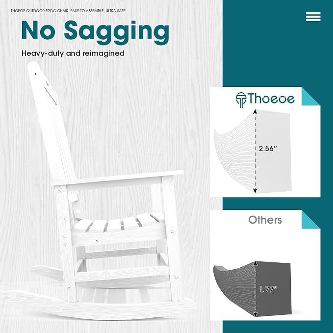 THOEOE Outdoor Rocking Chairs Set of 2, Oversized Patio Rocking Chair | HDPE - Image 7