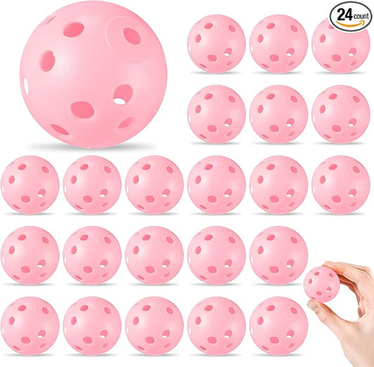 24 Pack Practice Golf Balls 42 mm Limited Flight Plastic Golf Training Airflow Hollow Ball for Driving Range Swing Practice Backyard Indoor Outdoor Home