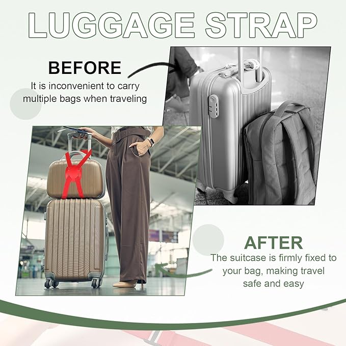 Adjustable Luggage Straps, Suitcase Elastic Strap Bag Bungee with Buckles Travel Accessories - Fitting for(Travel/Add A Bag/Securing Luggage), 27-66 Inch & 2Pcs & Dark Blue