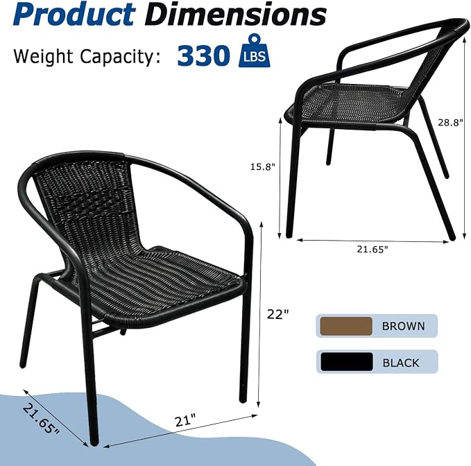 8 Stackable Wicker Patio Chairs, Weather-Resistant Outdoor Seating - Image 3