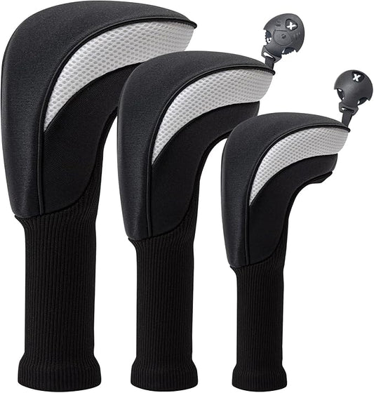 Golf Head Covers for Fairway Woods Driver Hybrids 5 Pieces Nylon Mesh Sports Fan Golf Club Headcovers-Golf Accessories for Men Women.