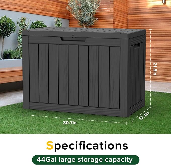 44 Gallon Outdoor Deck Box, Lockable Waterproof Outdoor Storage Boxes - Image 3
