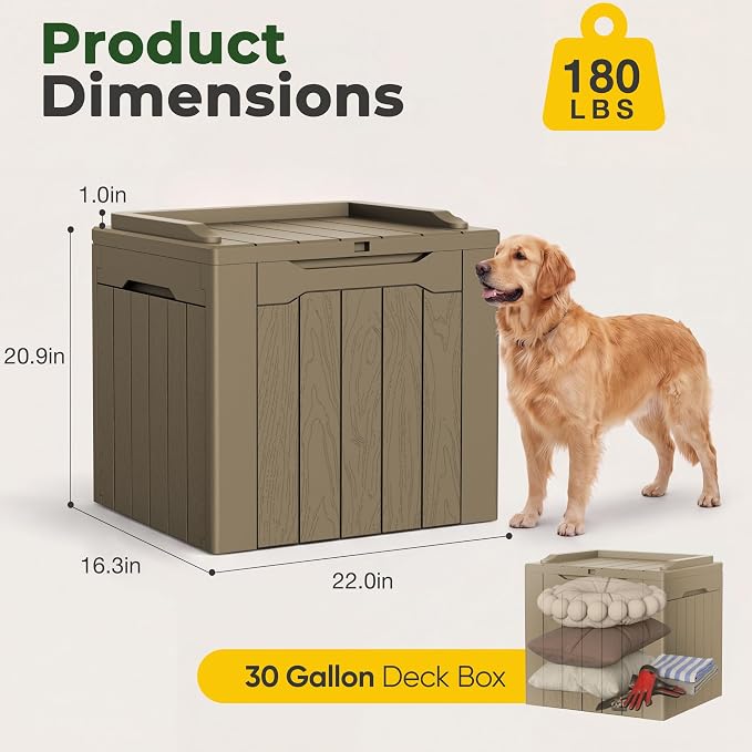 Flamaker 2 Pack Deck Box 31 Gallon Waterproof Resin Storage Box - Image 5