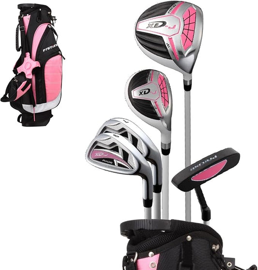 Precise XD-J Kids Golf Clubs Set – Boys’ & Girls’ Junior Golf Set with Lightweight Graphite Shafts, Hybrid, Putter & Stand Bag