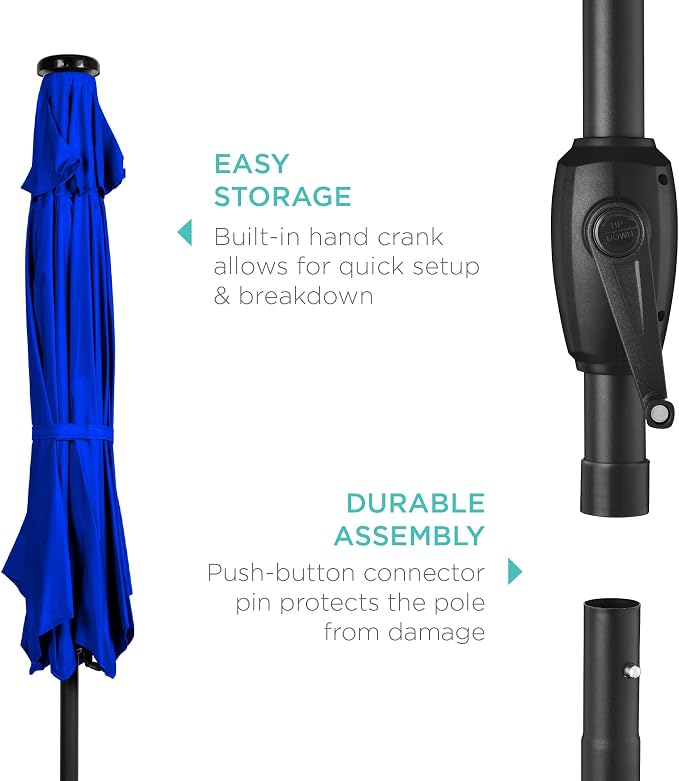 Best Choice Products 7.5ft Solar Umbrella LED Lighted Patio Umbrella, Table - Image 6