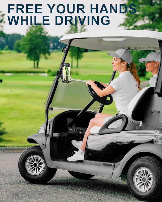 Magnetic Golf Cart Phone Holder Mount with Vibration Dampener & Ultra-Strength Neodymium N52 Magnets for EZGO/Club Car/Yamaha/ICON, Golf Cart Phone Caddy for iPhone/Galaxy/Google Pixel