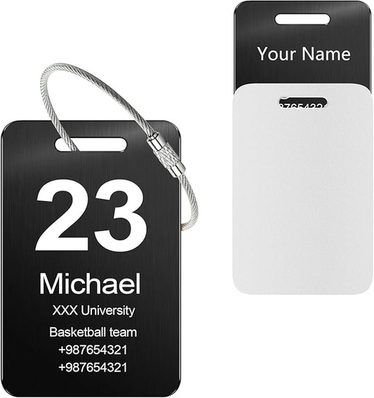 Customized Stainless Steel Luggage Tags: Personalize Your Suitcases, Backpacks, and Bags with Your Text - Custom Initial Text Name ID,Number 2"x3.3"(4 Pack)