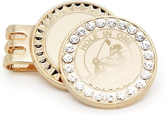 24K Gold Plated Golf Ball Marker with Magnetic Hat Clip - Luxury Golf Gifts for Men, Unique Golf Accessories for Dad, Boss, Husband, Unique Golf Gifts for Men Who Have Everything [ Crystal ]