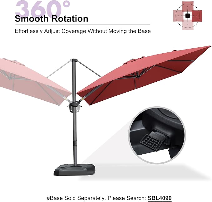 PURPLE LEAF Patio Outdoor Umbrella 9' x 9' Square All-Weather Terra | Large - Image 5