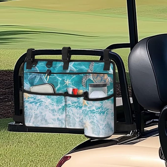 Beach Golf Cart Rear Seat Organizer Foldable Storage Bag for Club Car, Wheelchair and Walker