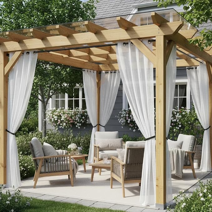 Semi Voile White Sheer Outdoor Curtains by HolidayIdeas