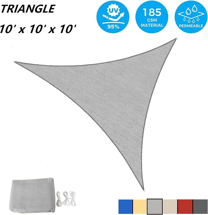 AsterOutdoor Sun Shade Sail Triangle 10' x 10' x 10' UV Block Canopy - Image 2